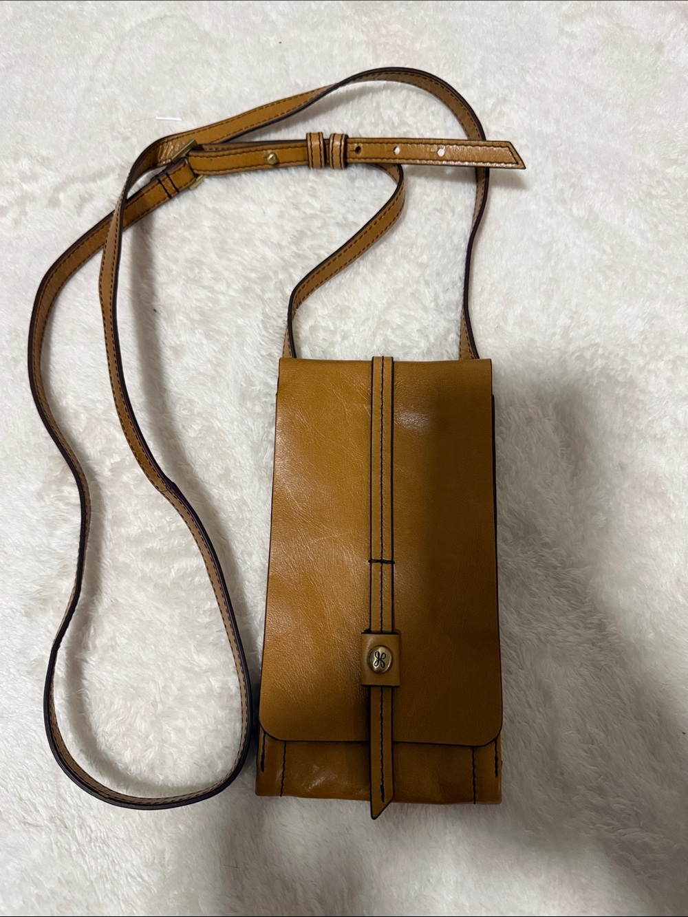 HOBO Mustard Leather Crossbody  Pouch with Adjustable Strap